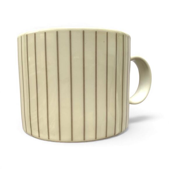 Starbucks Teavana Ceramic Mug White Tan Stripe Coffee Tea Cup Modern Minimalist2 - Picture 1 of 3